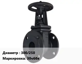 Задвижка чугунная 300/250 30ч6бк Ру10